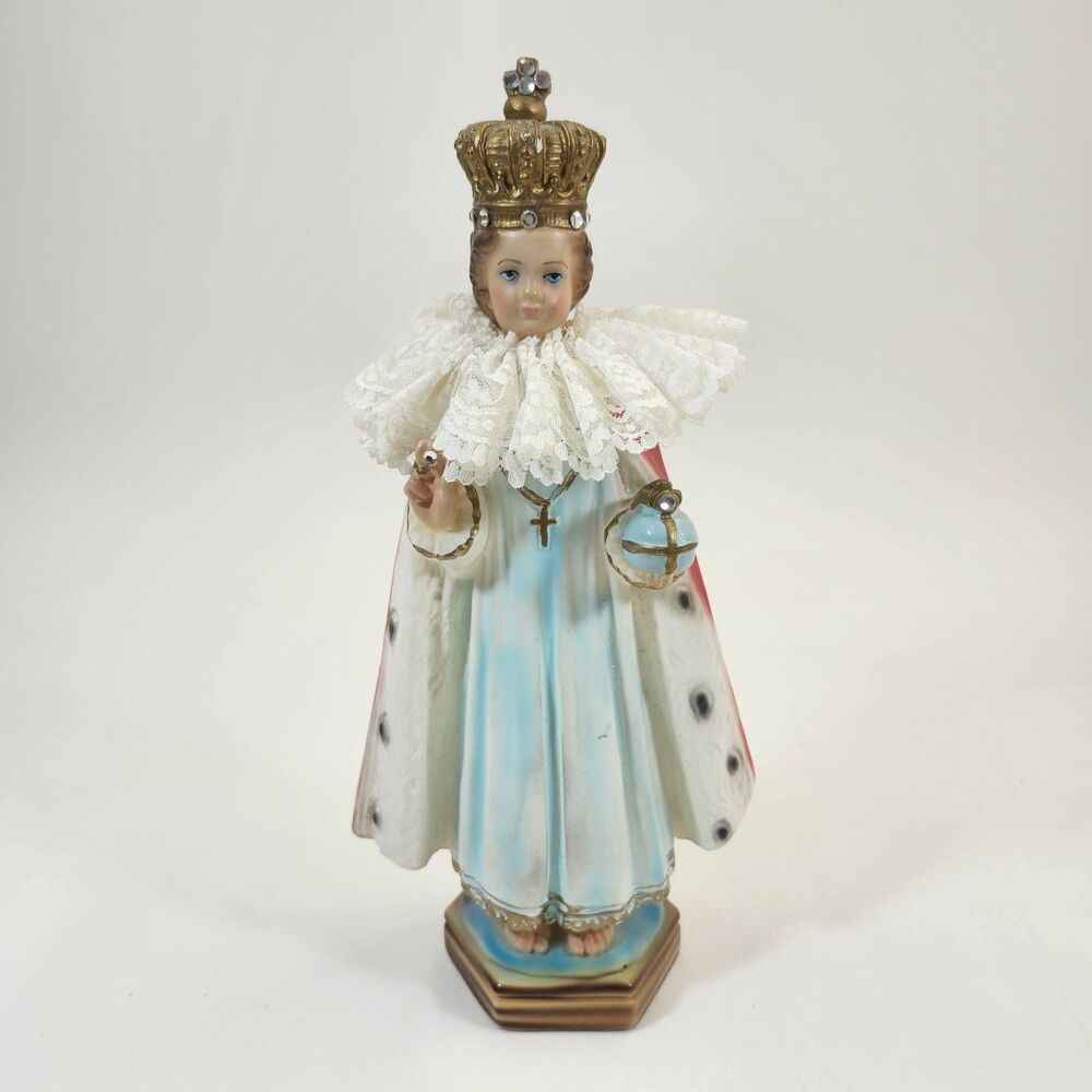 Infant of Prague Statue Baby Jesus Italy Chalkware 12.5" Vintage Catholic Figure